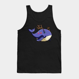 Christmas Narwhale Whale xmas shark with antlers Tank Top